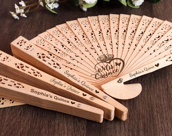 Gepersonaliseerde Mis Quince Años Fan Custom Verjaardagsbedankjes Quinceañera Feestartikelen Zoete Halloween-cadeaus Gepersonaliseerde Bruiloft Hand Fans