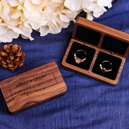 Personalized Wedding Ring Box Custom Wood Ring Box Engagement Etsy