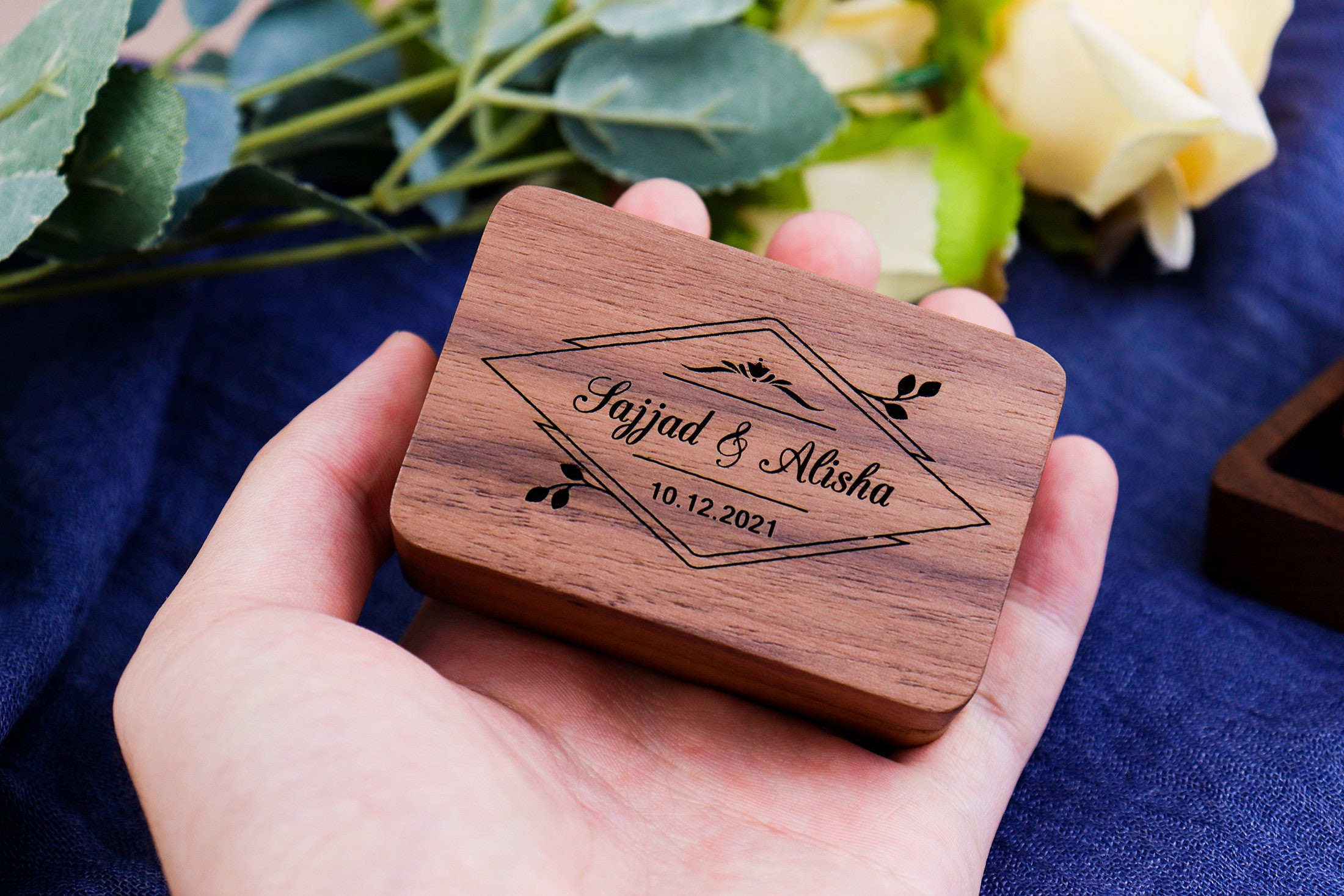 Personalized Wedding Ring Box Custom Wood Ring Box Etsy