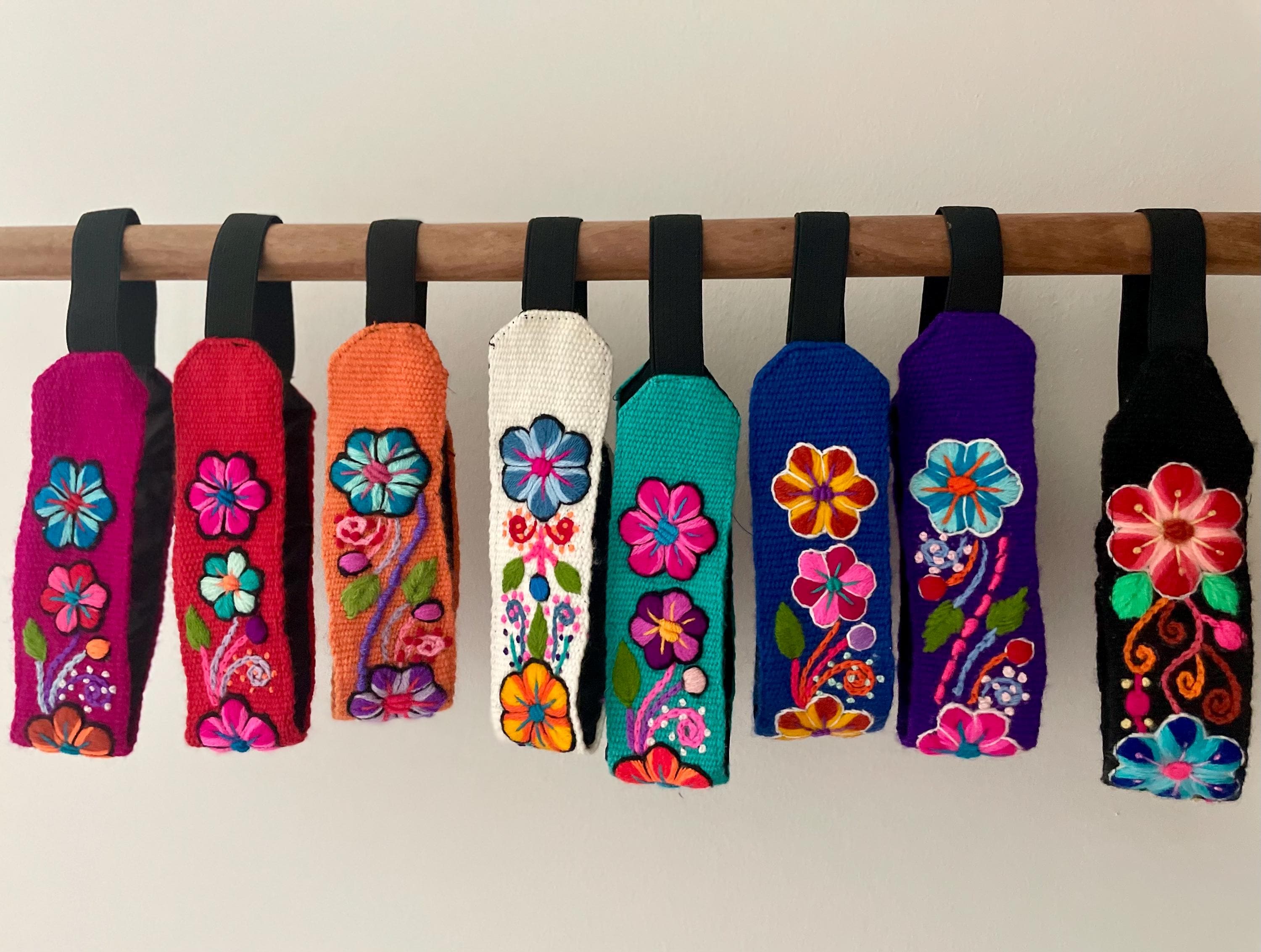 Embroidered Wool Headband, Colorful Floral Boho Headband 