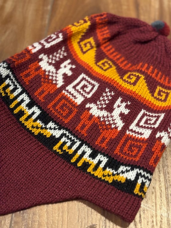 Alpaca Beanie, One Size Fits All, Made in Peru, With Pompom  display picture 2