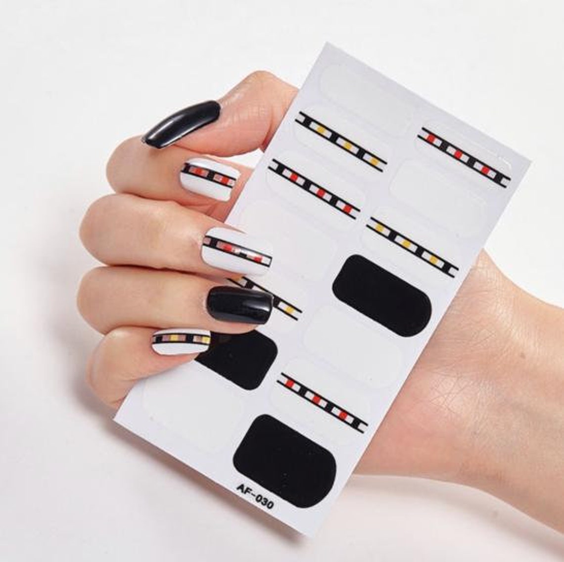 Black and White Nail Stickers Self Adhesive Etsy