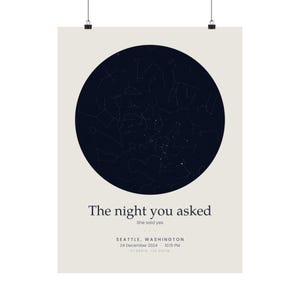 Engagement Gift Star Map, The Night You Asked, Personalized Proposal Print, Custom Night Sky Poster with Date