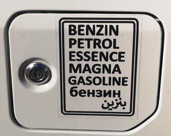 Gasoline - Overland 4X4 Stickers for Expedition travel different languages