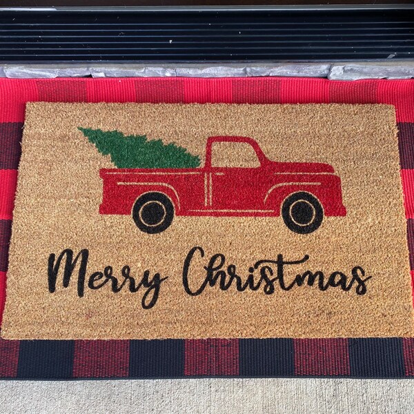 Red Truck Doormat Etsy