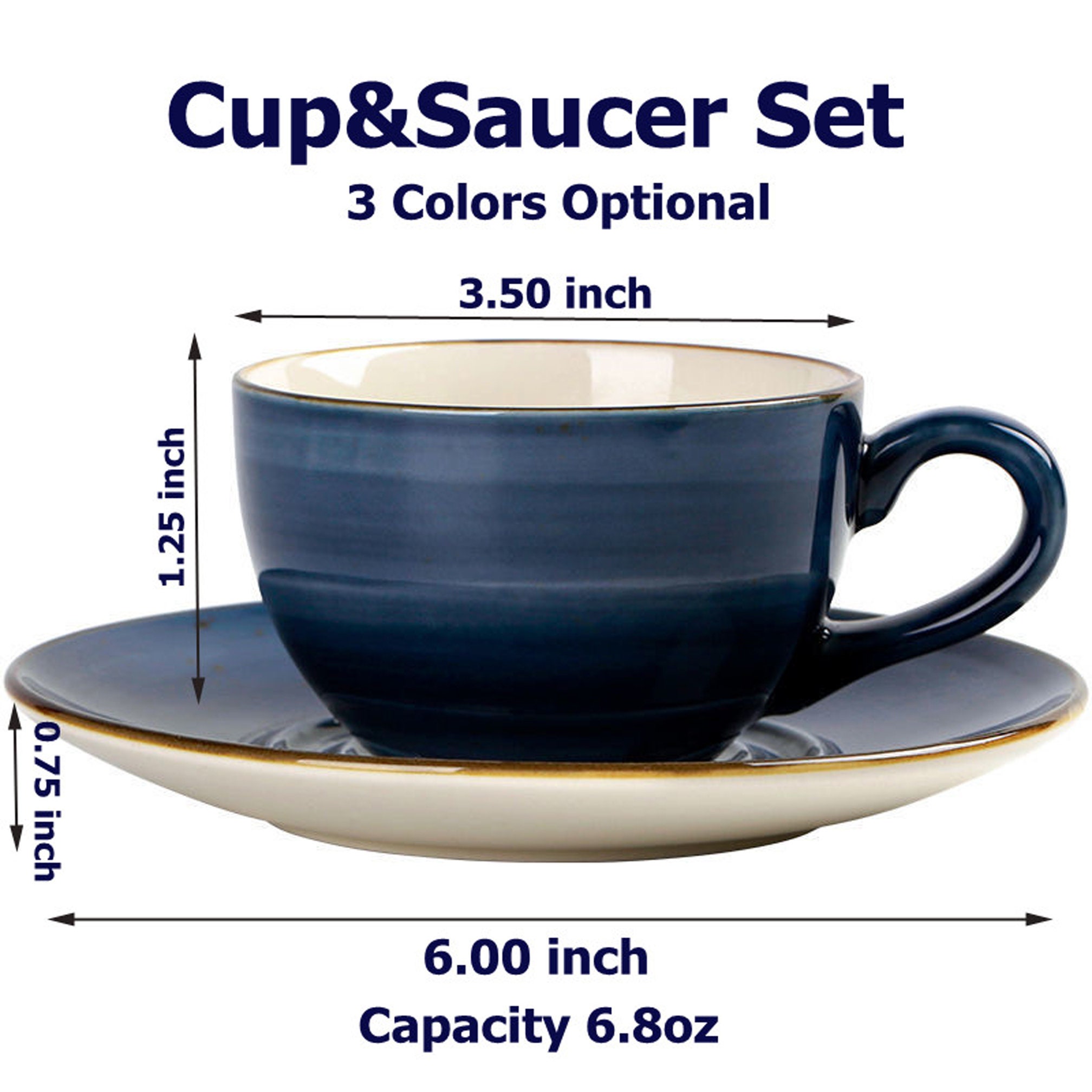 CLASGLAZ 6oz Ceramic Espresso Cup and Saucer Porcelain Latte Cup Wooden  Handle Cappuccino Cup Demitasse Cup (Black)