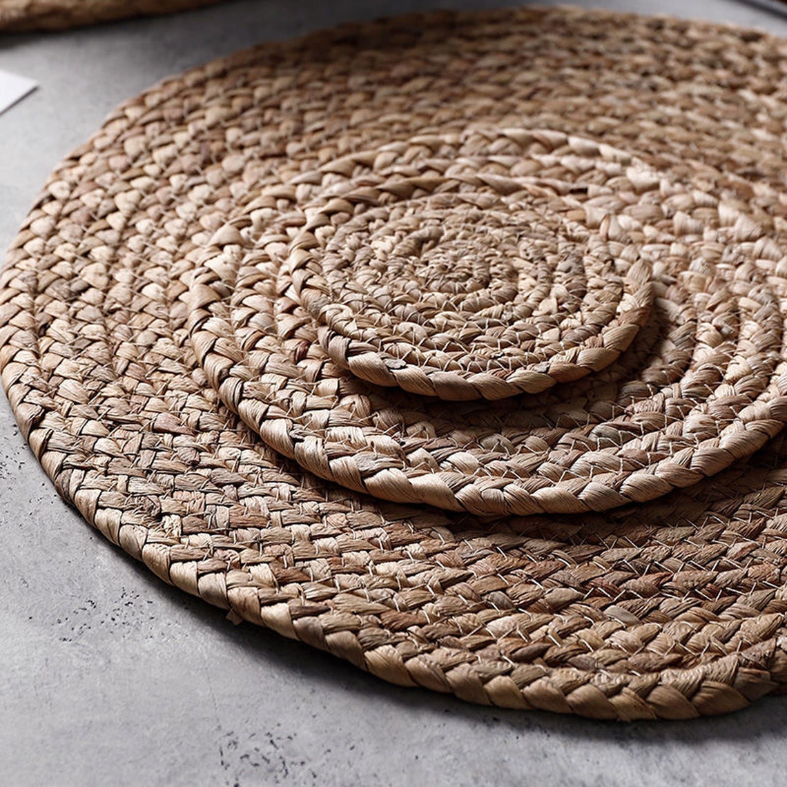 Placemats Table Mats Handmade Rustic Natural Ramie Woven Oval Round
