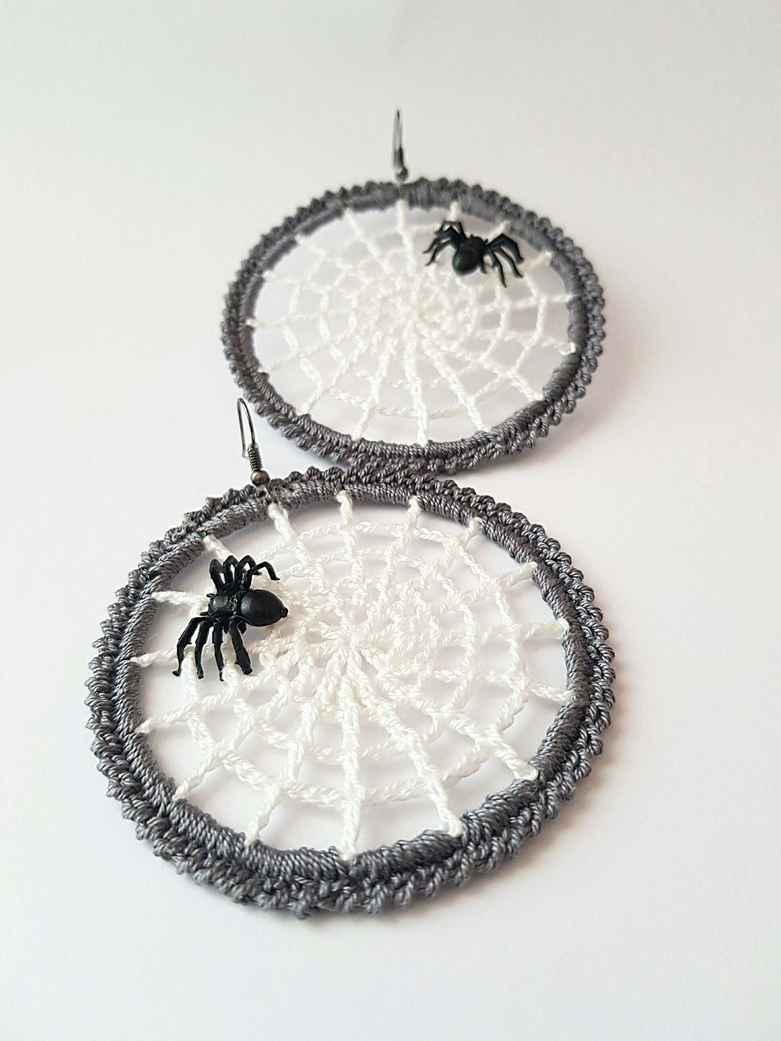 Spider web earrings. Crochet earrings Halloween party. Etsy