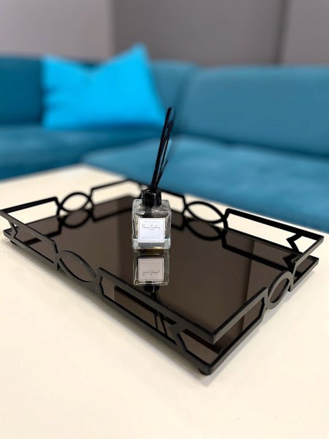 Serving Tray Mirror Tray Metal Black Tray Decorative Trays Etsy