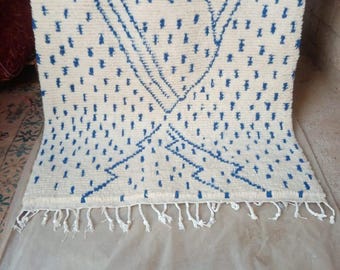 Handmade Beni Ourain Rug: Custom Blue Moroccan Berber Rug