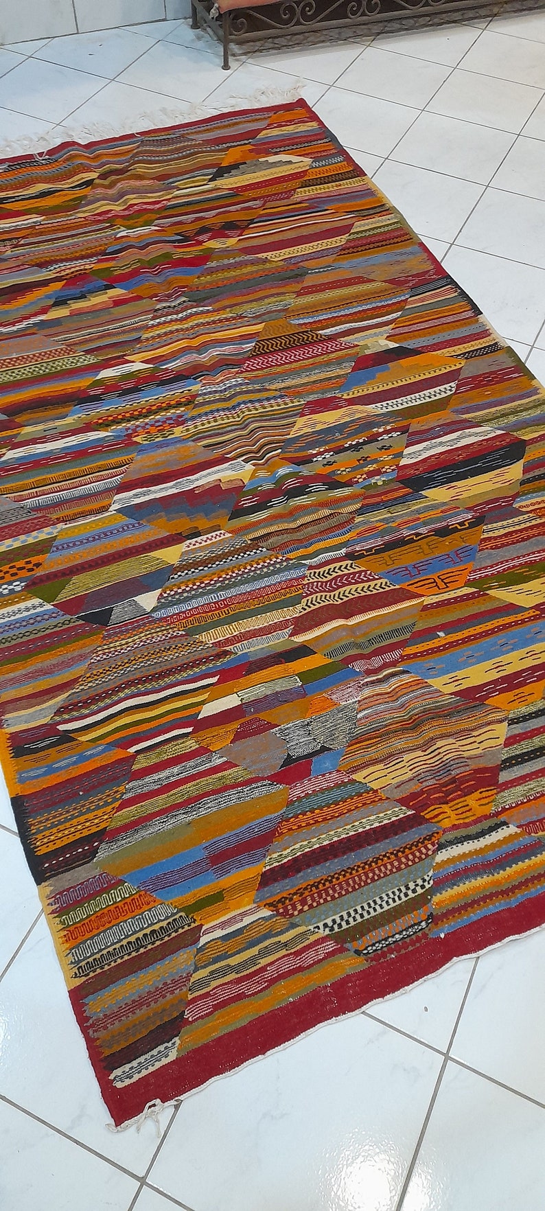 Moroccan Berber Kilim , Picasso Kilim, Handwoven Berber Rug, Home Decor