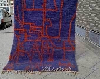 Blue Berber Moroccan Rug: Custom Handmade Wool Beni Ourain Rug