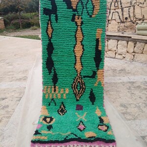 COLORFUL MOROCCAN RUNNER, Beni Ourain Rug, Narrow Rug Runner, Aesthetic Handmade Traditional Wool Rug| Decorative Long Carpet Floor Runner