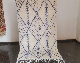 Handmade Beni Ourain Rug: Custom Blue Moroccan Berber Rug
