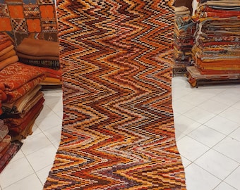 Tapete de lã Boujaad feito à mão, decoração vintage estilo boho marroquino (1,5 m x 2,9 m)