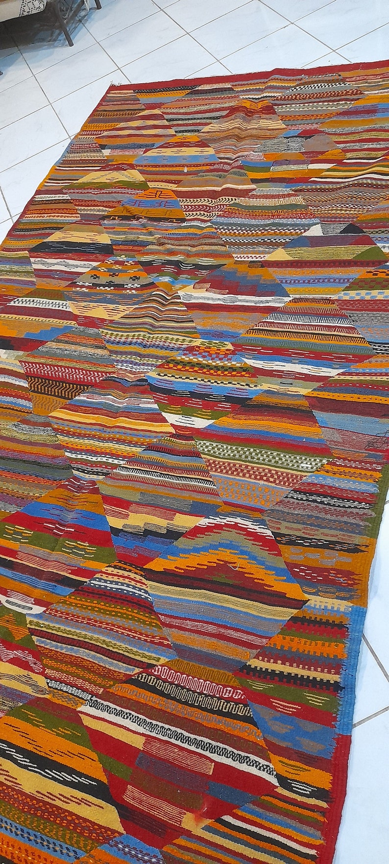 Moroccan Berber Kilim , Picasso Kilim, Handwoven Berber Rug, Home Decor