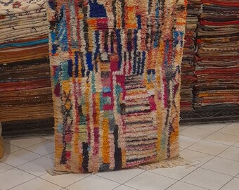 Dywan berberyjski Beni Ourain w kolorze różowym: wełniany dywan w stylu vintage boho