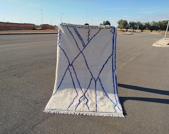 Blue Berber Moroccan Rug: Custom Handmade Wool Beni Ourain Rug