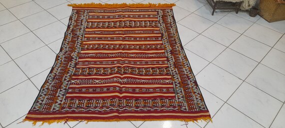 ヴィンテージ モロッコ ベルベル ウール ラグ：トライバル キリム