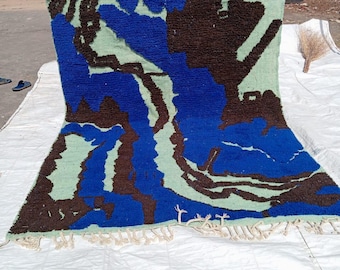 Custom Blue Moroccan Rug: Berber Beni Ourain Style