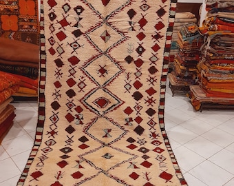 Tapete Boujaad de lã feito à mão, estilo berbere marroquino vintage (1,5 m x 2,9 m)