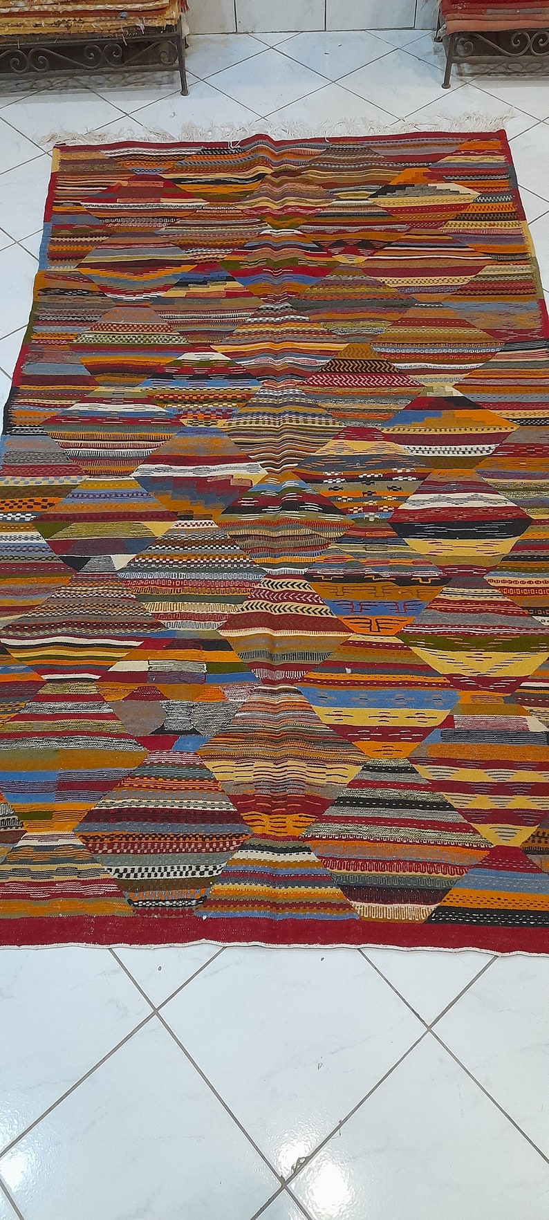 Moroccan Berber Kilim , Picasso Kilim, Handwoven Berber Rug, Home Decor