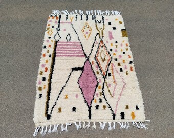 Abstract Moroccan Rug: Custom Handmade Wool Beni Ourain