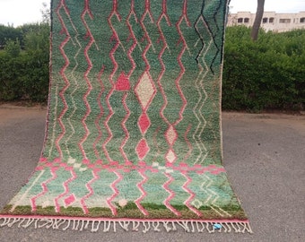 Abstract Wool Rug: Colorful Moroccan Beni Ourain Berber Carpet (4x7)