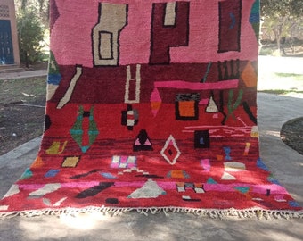 Handgemaakt rood Marokkaans tapijt: authentieke berberstijl, boho-decor