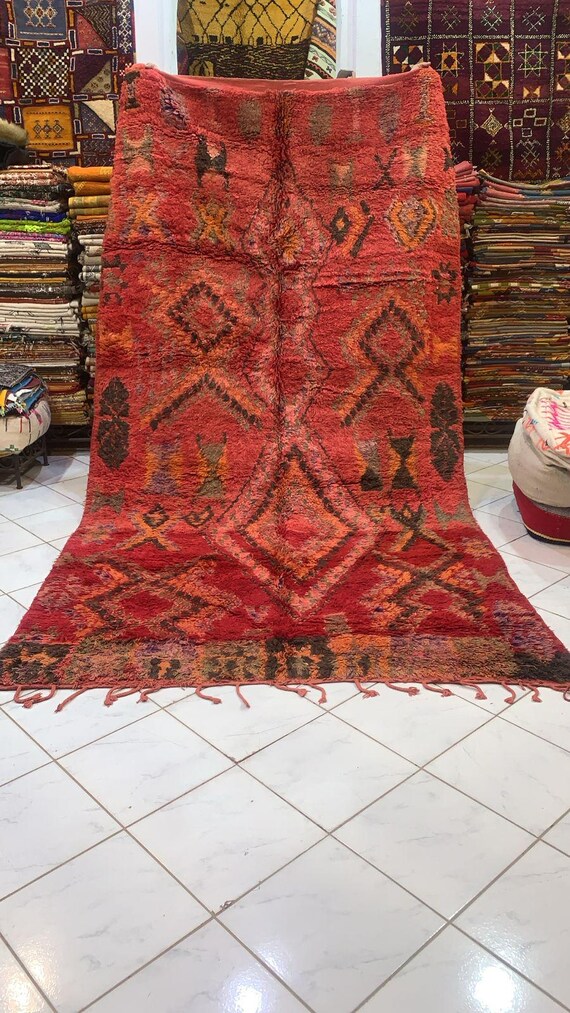 Red Moroccan Rug: Vintage Handwoven Wool Berber Carpet - Etsy