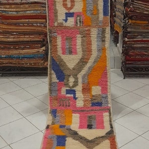 Custom moroccan runner rug - Gorgeous Boujaad runner rug  - Azilal berber wool rug- Vintage Morocco Runner rug- Berber Colorful Runner Rug