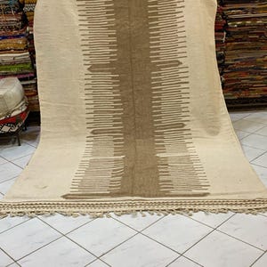 Bohemian Wool Kilim Rug, Hand Woven Flatweave Area Jute Rug