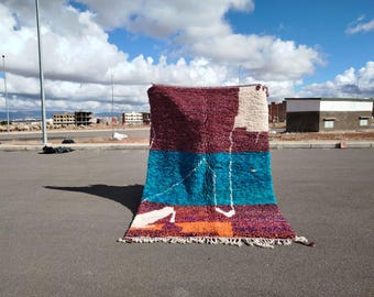 Blue Berber Moroccan Rug: Custom Handmade Wool Beni Ourain Rug