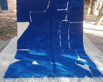 Blue Berber Moroccan Rug: Custom Handmade Wool Beni Ourain Rug