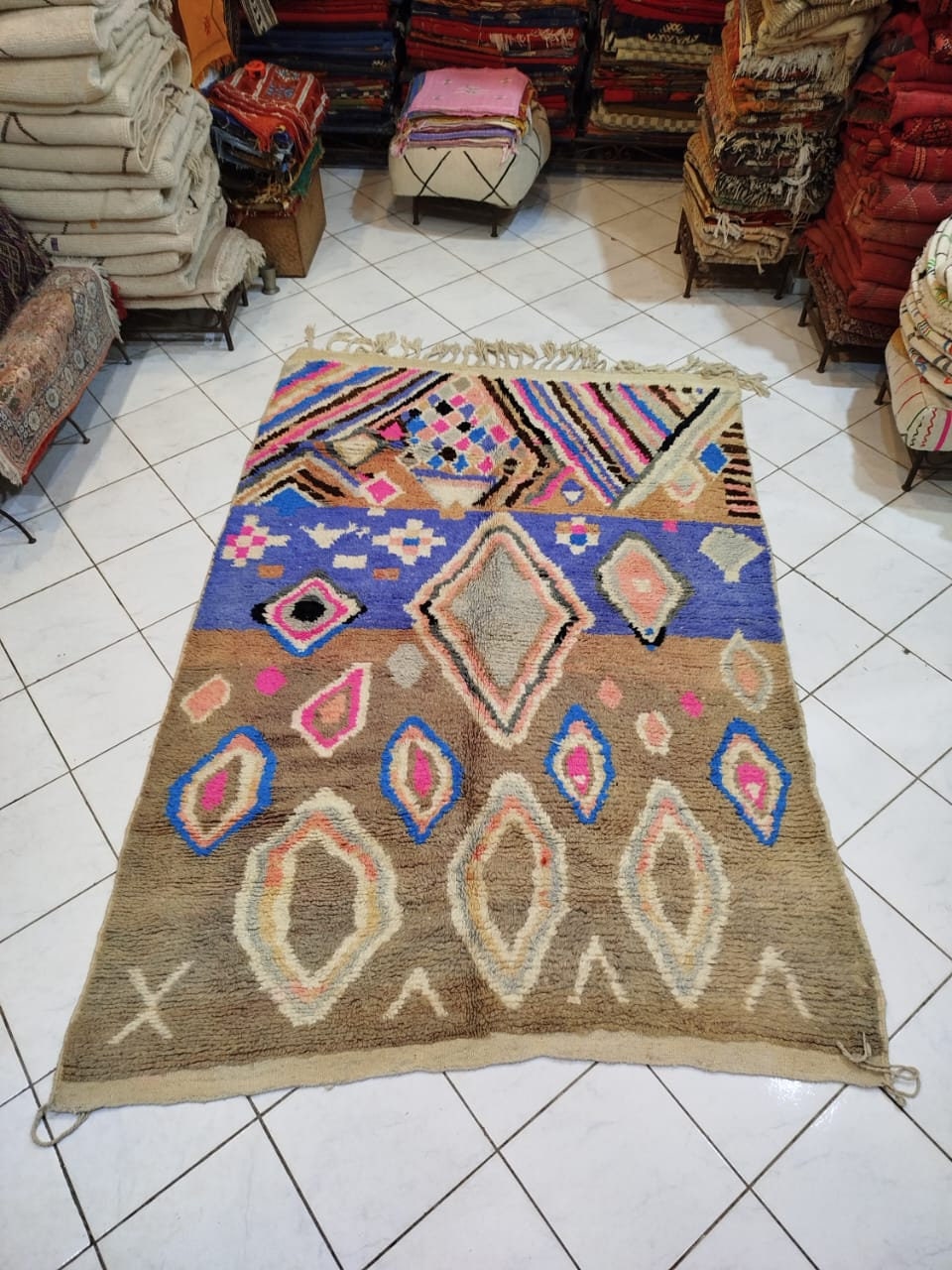 Akhnif Taznakht Maroc Tapis Berbère Authentique Vintage Atlas Style