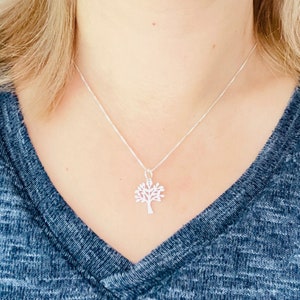Smooth Flat Tree Of Life Charm With Oval Loop Sterling Silver, Tree of Life Pendant, 925 Tree Of Life Charm With Chain, Real Silver Necklace image 2