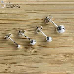 Sterling Silver Ball Earrings, Stud Earrings, Butterfly Backs, Minimalist earrings, Size 1.5 mm- 6mm, Tiny Small and Large Earrings simple image1