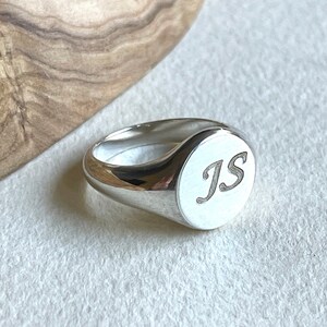 Engraved Sterling Silver Signet Ring, Classic Unisex Design Image 6