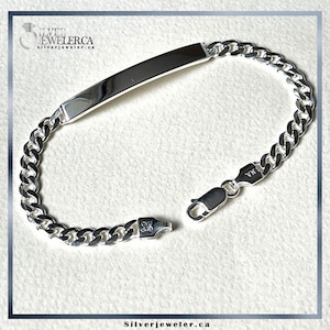 Engravable Sterling Silver ID Bracelet - Meaningful Personalized Gift Image 2