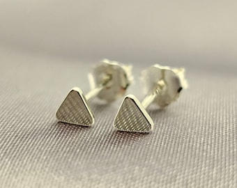 Unique Sterling Silver Triangle Earrings, Minimalist Triangle Earrings, Mini Geometric Earrings, Tiny Triangle Studs, Second Hole Earrings