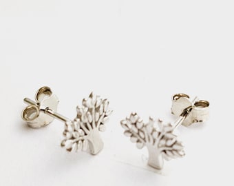 Dainty Sterling silver Tree of Life Stud Earrings, Tree Of Life Earrings In Sterling Silver, Minimal 925 Silver Stud Earrings