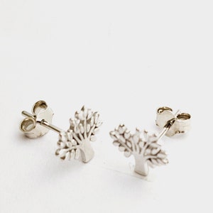 Dainty Sterling silver Tree of Life Stud Earrings, Tree Of Life Earrings In Sterling Silver, Minimal 925 Silver Stud Earrings image 1
