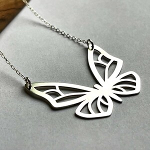 Sterling Silver Butterfly Necklace | Cut-Out Pendant, Cable Chain Image 1