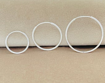 20mm Sterling Silver Endless Hoop Earrings - Hypoallergenic, Tarnish Resistant, Mothers Day Gift