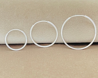 Pendientes de aro sin fin de plata de ley de 20 mm - Hipoalergénicos, resistentes al deslustre, regalo para el Día de la Madre