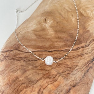 Dainty Pearl Station Necklace, Pearl Bead Necklace for Mom, Wedding Jewelry, Bridesmaid Gift Image7