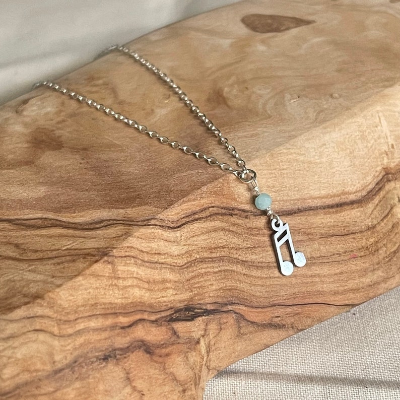 Sterling Silver Musical Note Anklet | Amazonite Stone Image 6