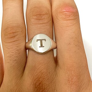 Engraved Sterling Silver Signet Ring, Classic Unisex Design Image 5