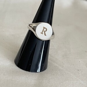 Engraved Sterling Silver Signet Ring, Classic Unisex Design Image 7