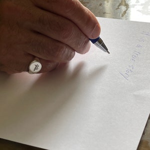 Engraved Sterling Silver Signet Ring, Classic Unisex Design Image 2
